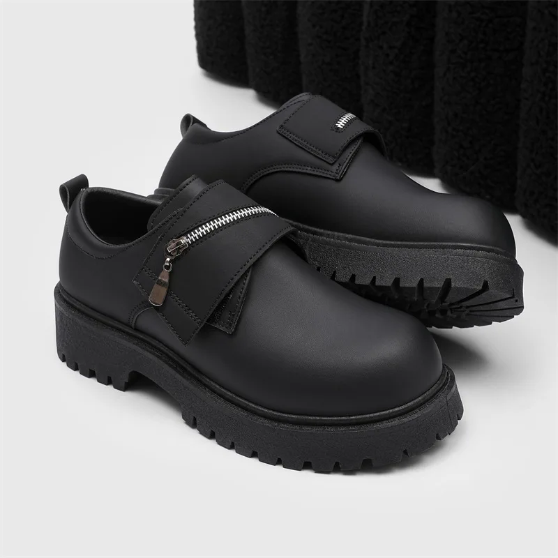 Men's 2025 New Manga Exhibition Thick soled Men's Shoes Height Raising Shoes Casual Big Head Leather Shoes Men