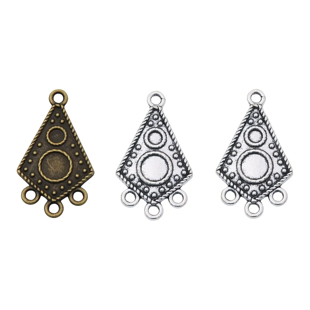 10Pcs/Lot 17*30mm Two Color Zinc Alloy Necklace Charm Jewelry DIY Irregular Pattern Connector Pendant Necklace