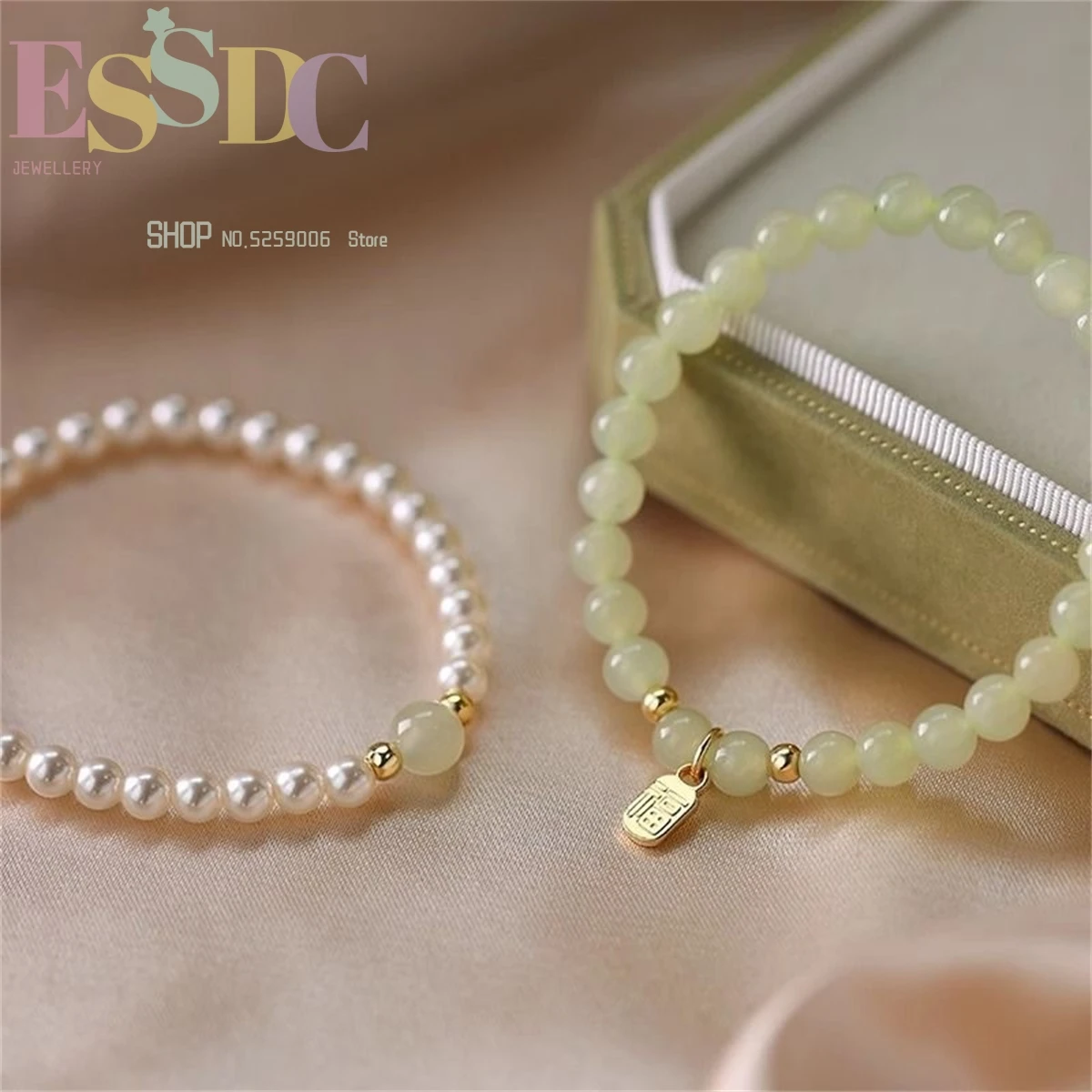 Natural Hotan Jade Women\'s Bracelet Chinese Style Simple Fine Pearl Beaded Bracelet 2024 New Style Birthday Gift for Best Friend