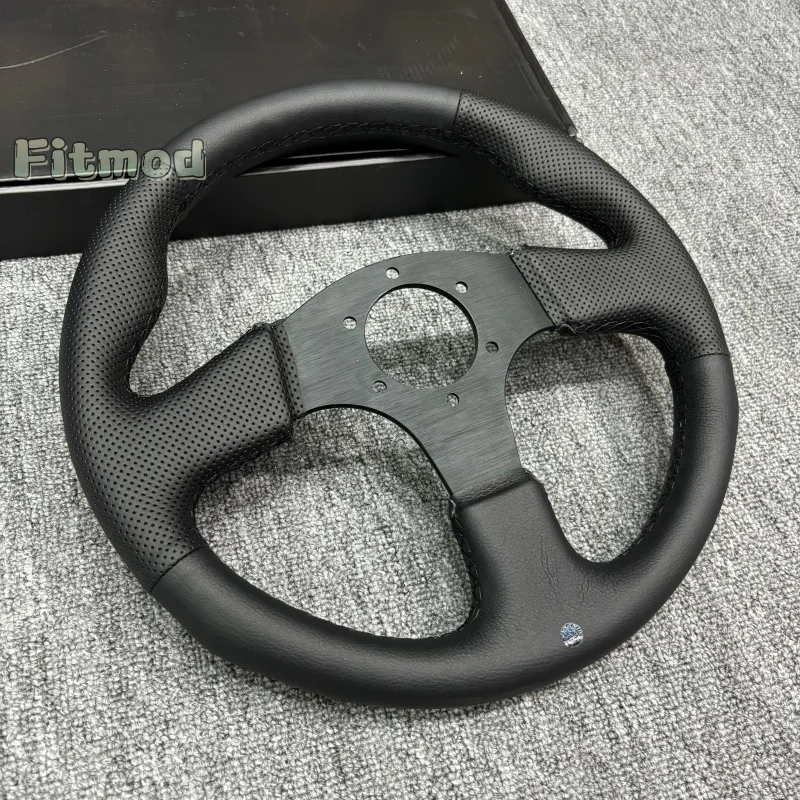 13-inch 330mm flat black stitched leather racing sports car drift steering wheel for gaming and simulation PCD70MM