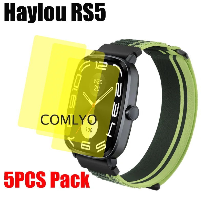 Hd tpu filme para haylou assistir rs5, protetor de tela para relógio inteligente, 5pcs