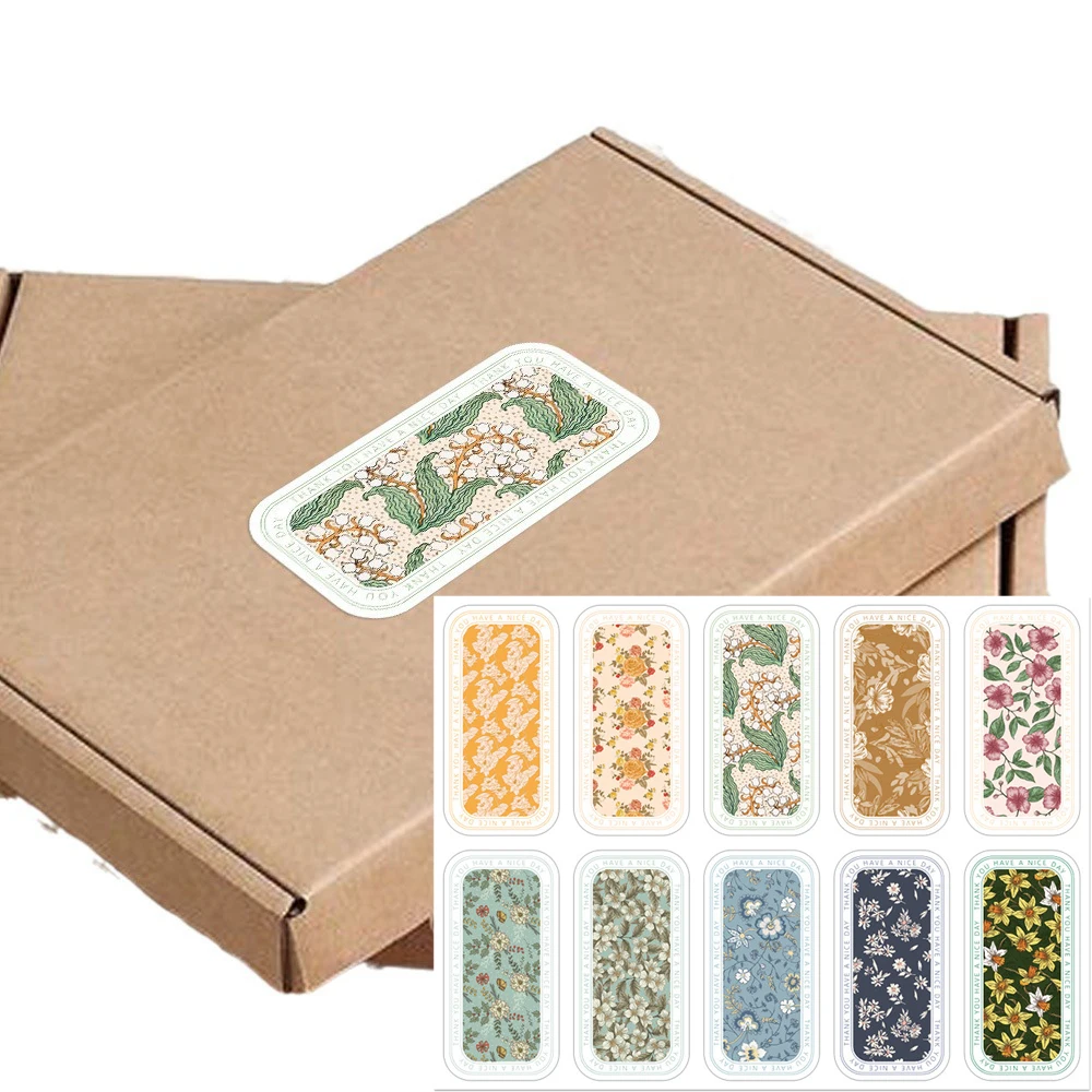 

100pcs/wrap Vintage Flower Seals Stickers for Small Business Gift Box Packaging Decor Thank You Sticker Sealing Label Stationery