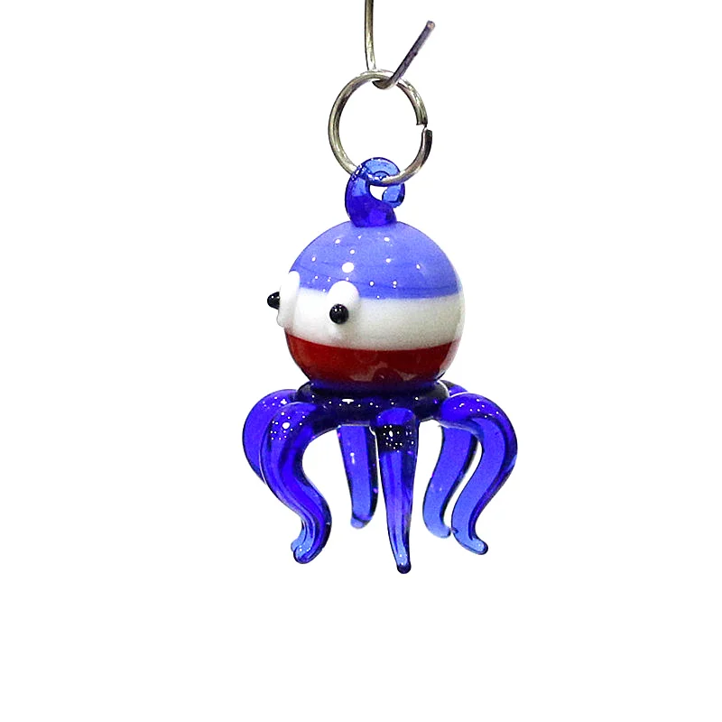 Colorful Cute Glass Octopus Charm Mini Sea Animal Pendant for Aquarium Decor Supplies or Diy Jewelry Necklace Making Accessories