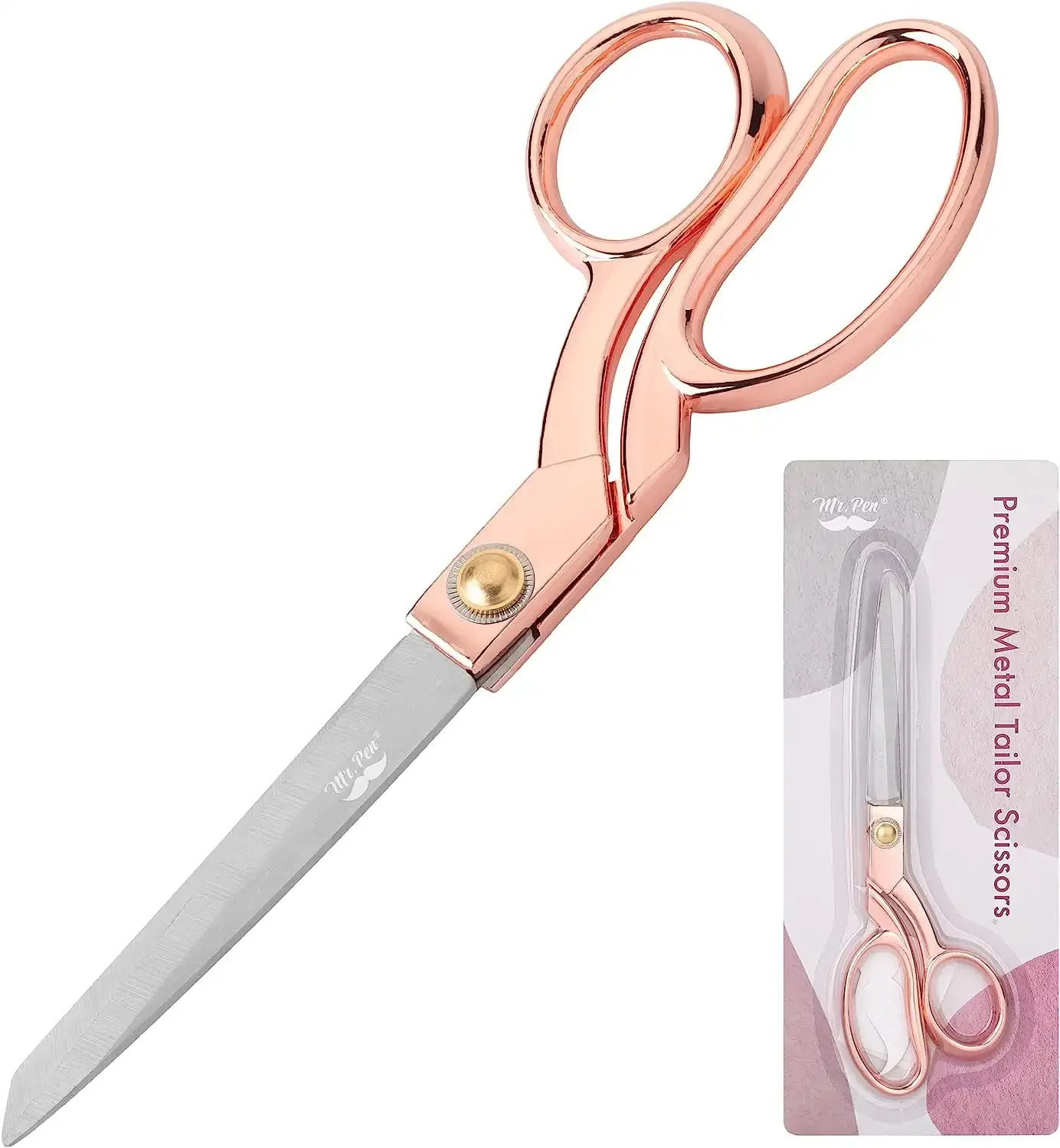 Tesoura de tecido, tesoura avançada de corte e costura de tecido em ouro rosa de 8 polegadas, tesoura de tecido profissional, tesoura pesada.