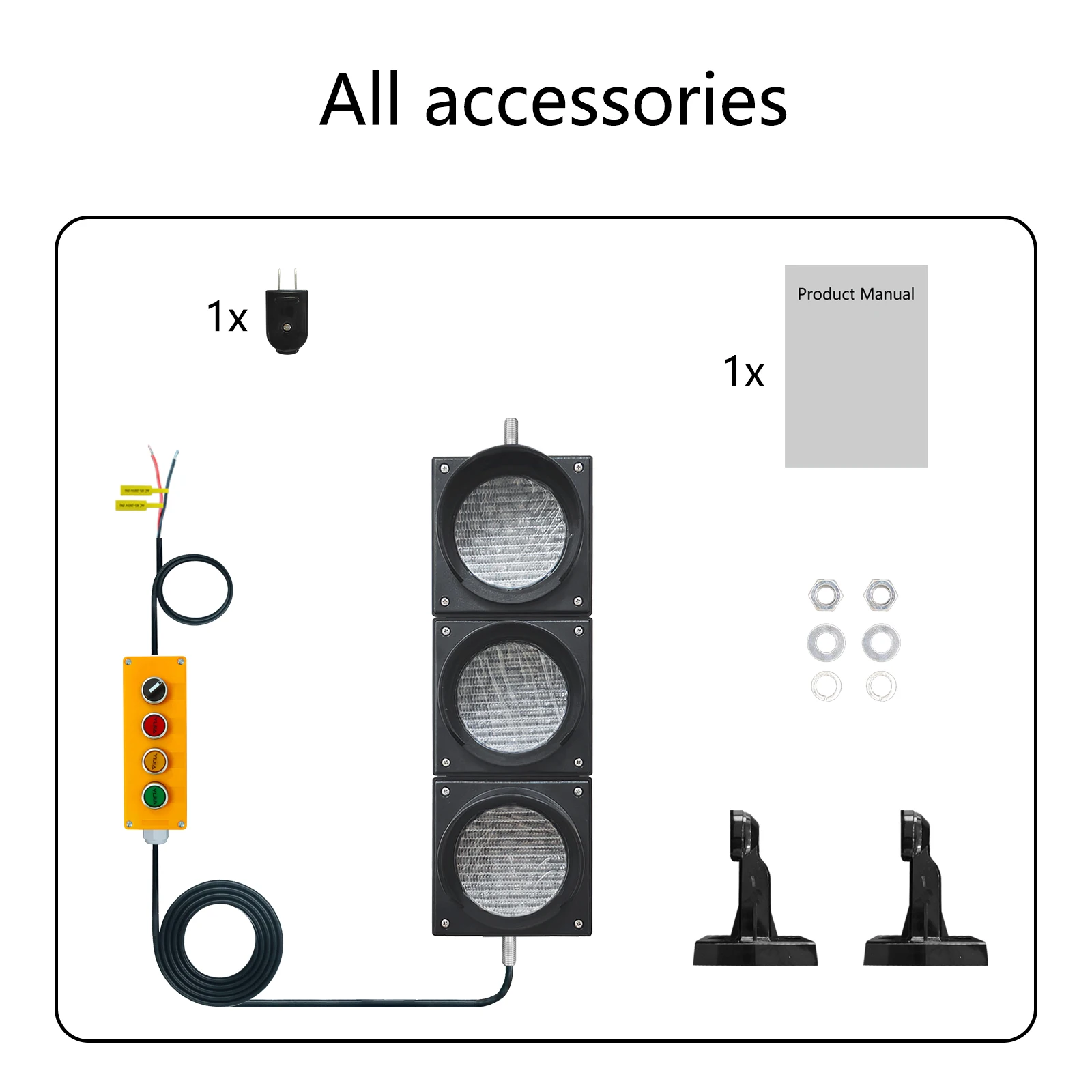 Kit de semáforo 100mm(4 polegadas) AC85-265V Kit de semáforo/parada/go lâmpada, caixa de PC à prova d'água IP65 (controlador de 103 botões)