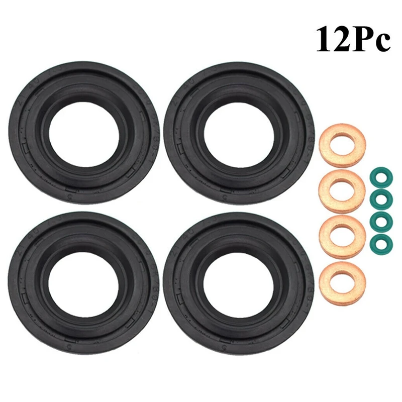 14Pcs Metal Fuel Injector Seals Washers Rubber O Rings Bolts Fuel Inject Seals Repair Kit For Ford Transit MK7 2.2 Tdci