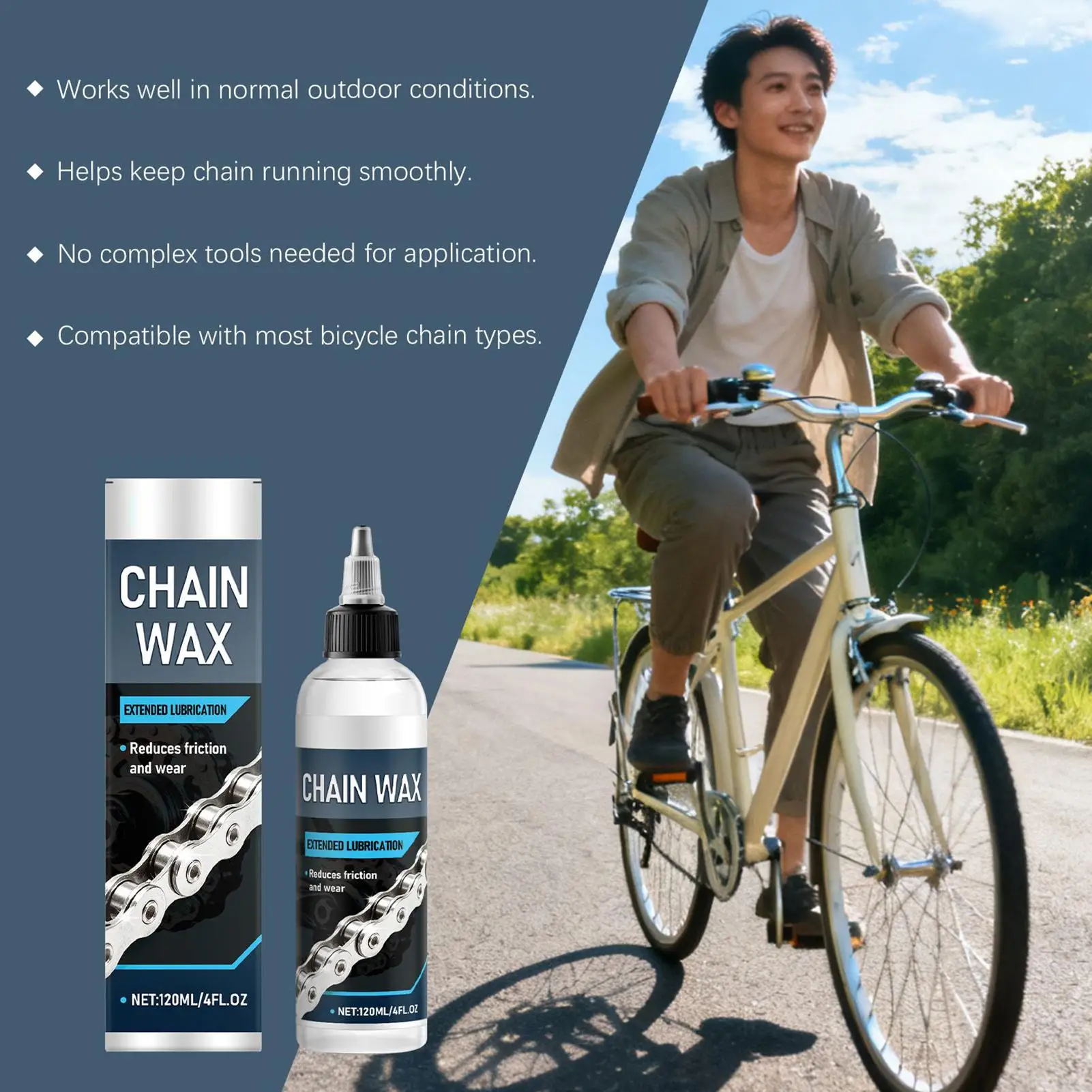 Bicycle Chain Lube 120ml Bike Chain Lubricant All Weather Lubricating Wax for Mountain Bike Road Bike Motorcycle Maintenance