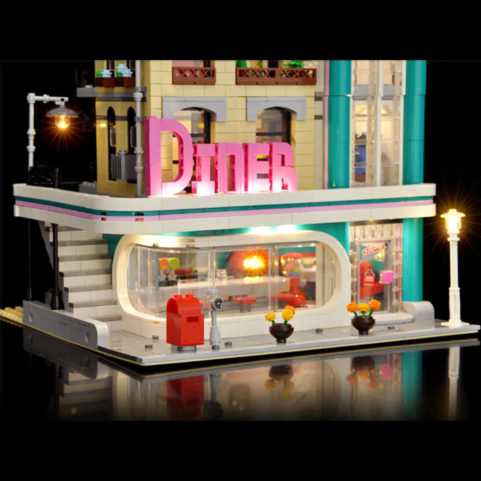 BRIXSPARK LED-Lichtset für Lego 10260, USB-DIY-Lichtset für nostalgische Restaurant-MOC-Bausteine, Steine nicht im Lieferumfang enthalten