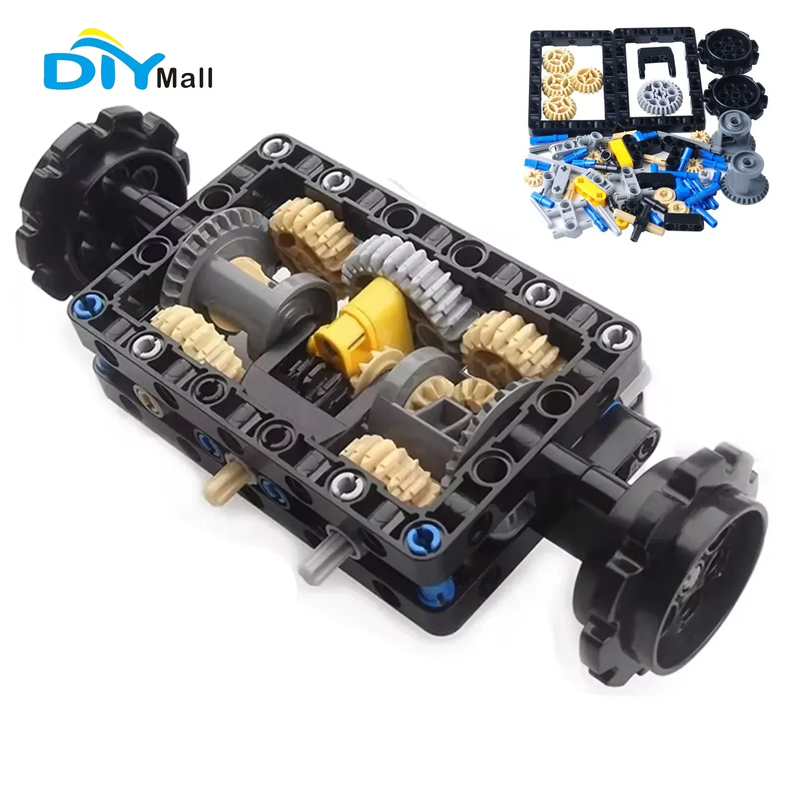 MOC Tank Excavator Tracked Chassis Remote Control Steering System Gear Differential Bricks Pair L Motors 88003 Building Blocks