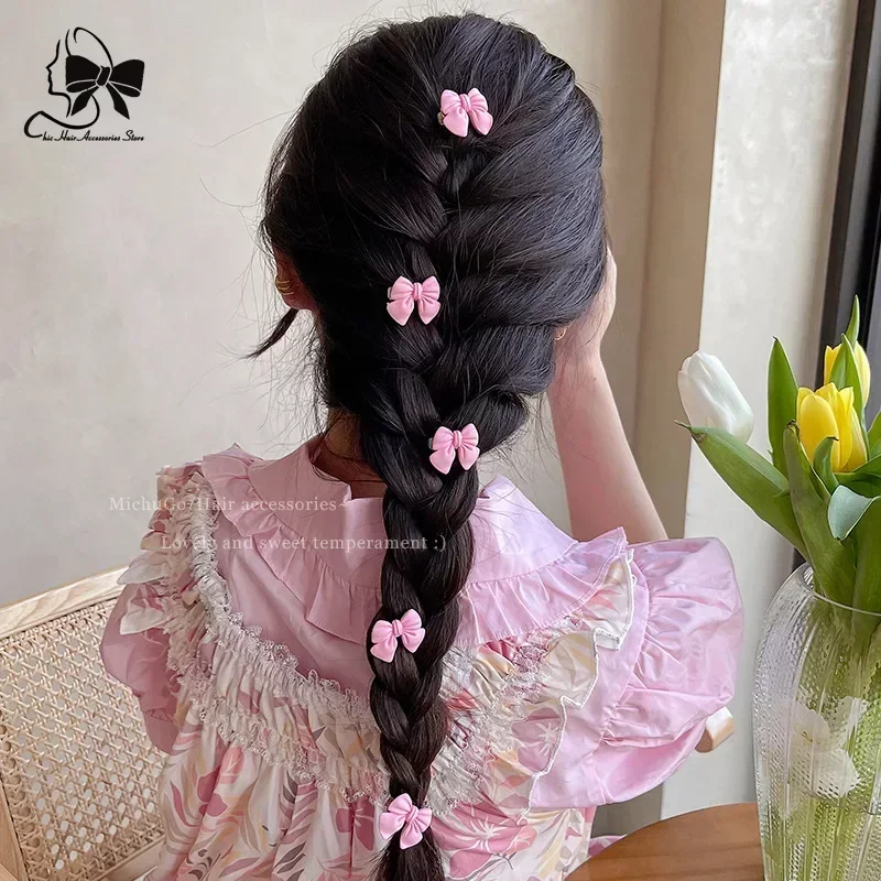 New Small Bow Hairpins Cute Peach Rose Headwear Hair Accessories Girl Side Bangs Clip Sweet Hair Clips Headdress Jewelry