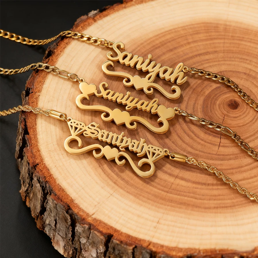 

Acheerup Personalized Name Double Layers Welding Necklace for Women Stainless Steel Custom Twist Chain Jewelry Birthday Men Gift