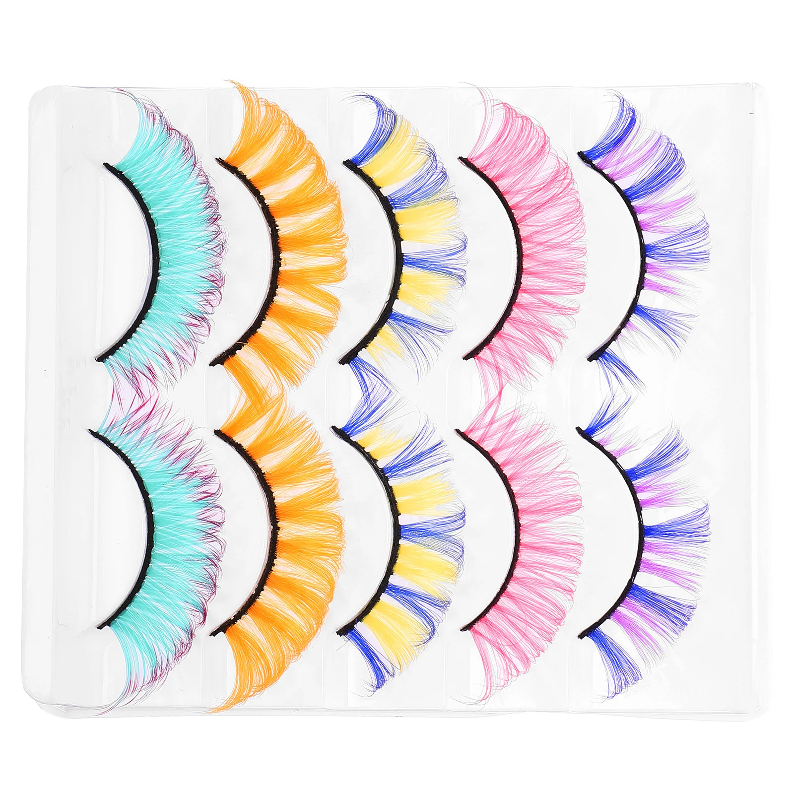 Kit de Faux Cils Colorés, Bande Moelleuse, Accessoires de Maquillage, Naturel, Individuel, 5 Paires