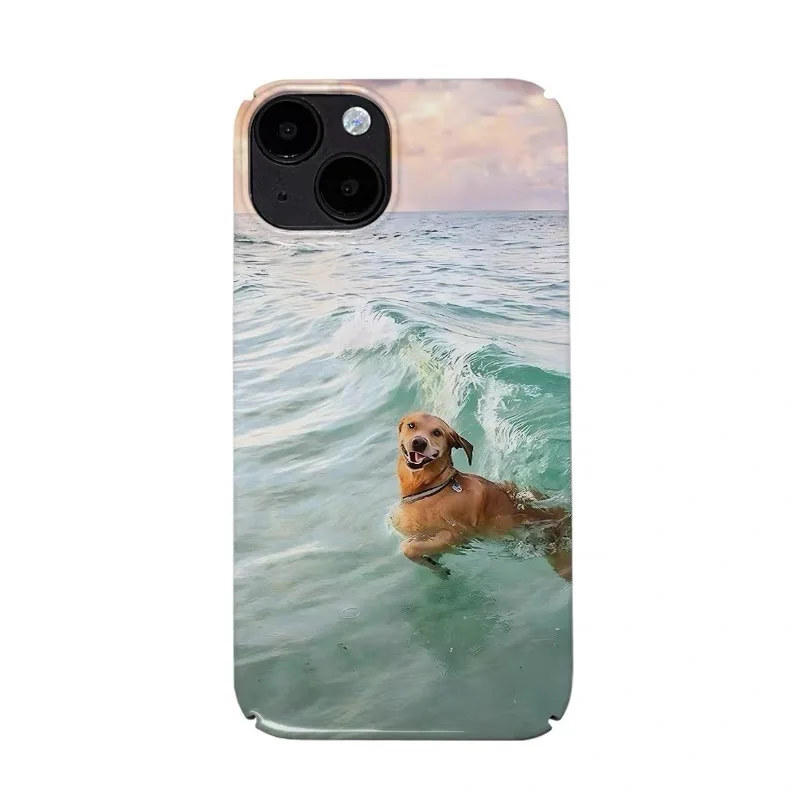 

Beach Water Puppy Cartoon Shockproof Case for IPhone 16E 15 14 13 Pro Max Back Phone Cover for 12 11 Pro Plus 8 7 X XS XR Cover