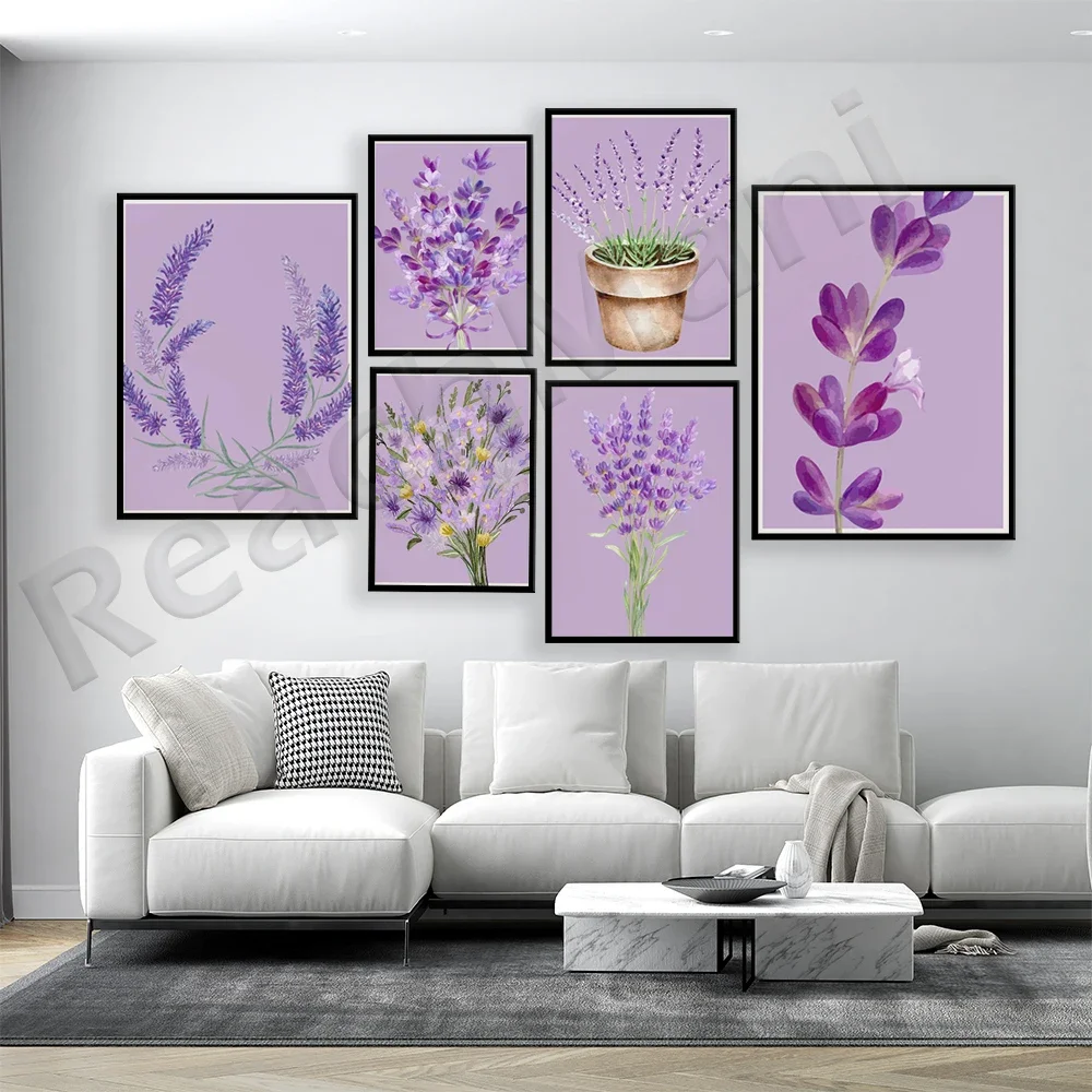 lavender print, botanical print, leaf print, fern leaf art, green print, farmhouse decor, greenery poster, aesthetic decor