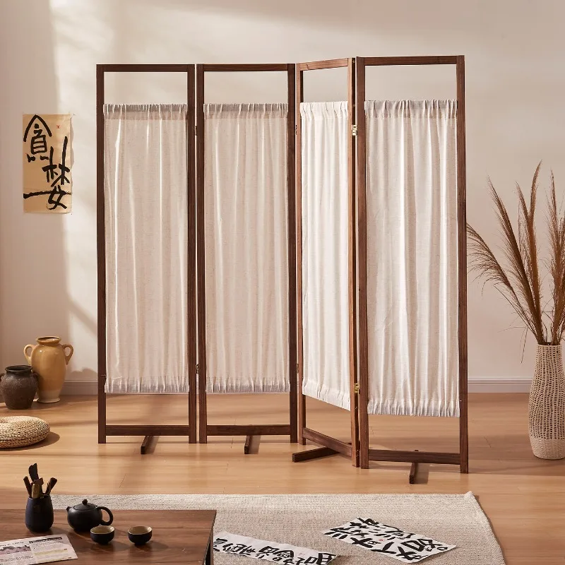 

Block fabric screen tea room screen frame floor folding screen hanger