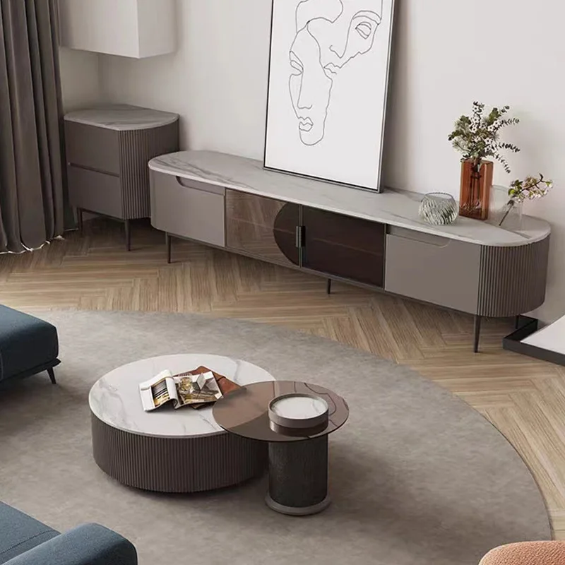 

Rock slab coffee table round tempered glass edge table size coffee table combination