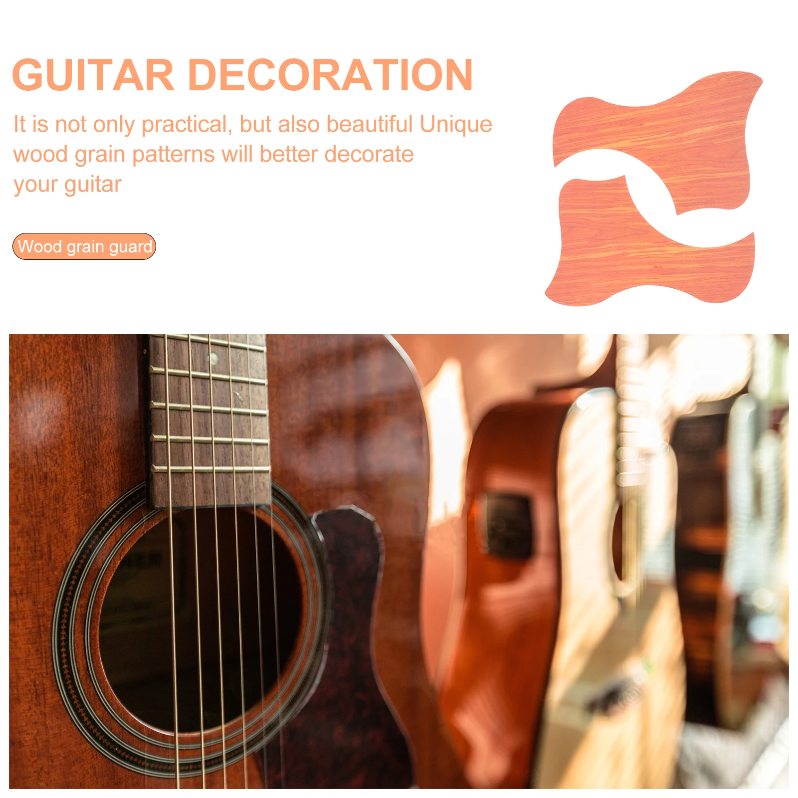 

2Pcs Wood Grain Guitar Pickguard Strong PVC Scratch Resistant Protective Board for Acoustic Folk Guitar Non-Invasive Lightweight