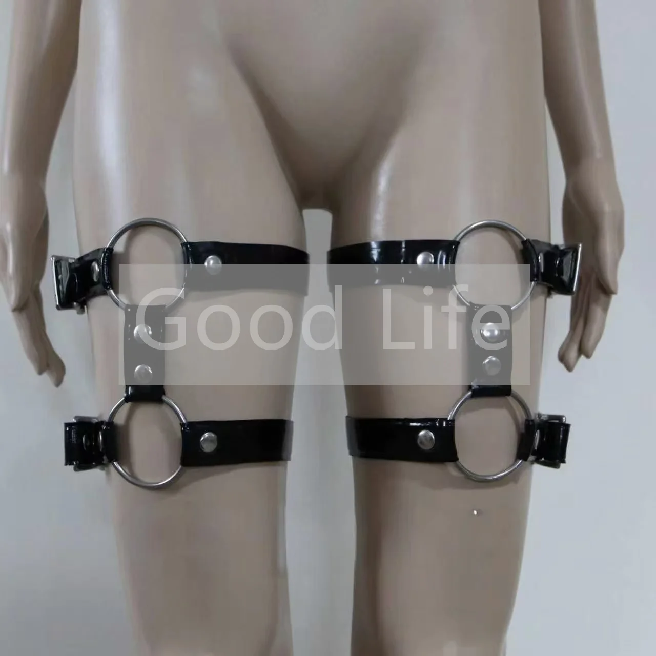

Unisex 0.8m latex Rubber Gummi Black Latex Double Thigh Strap O Ring Fetish Latex Thighs Belt Adjust Buckle Halloween Outfit