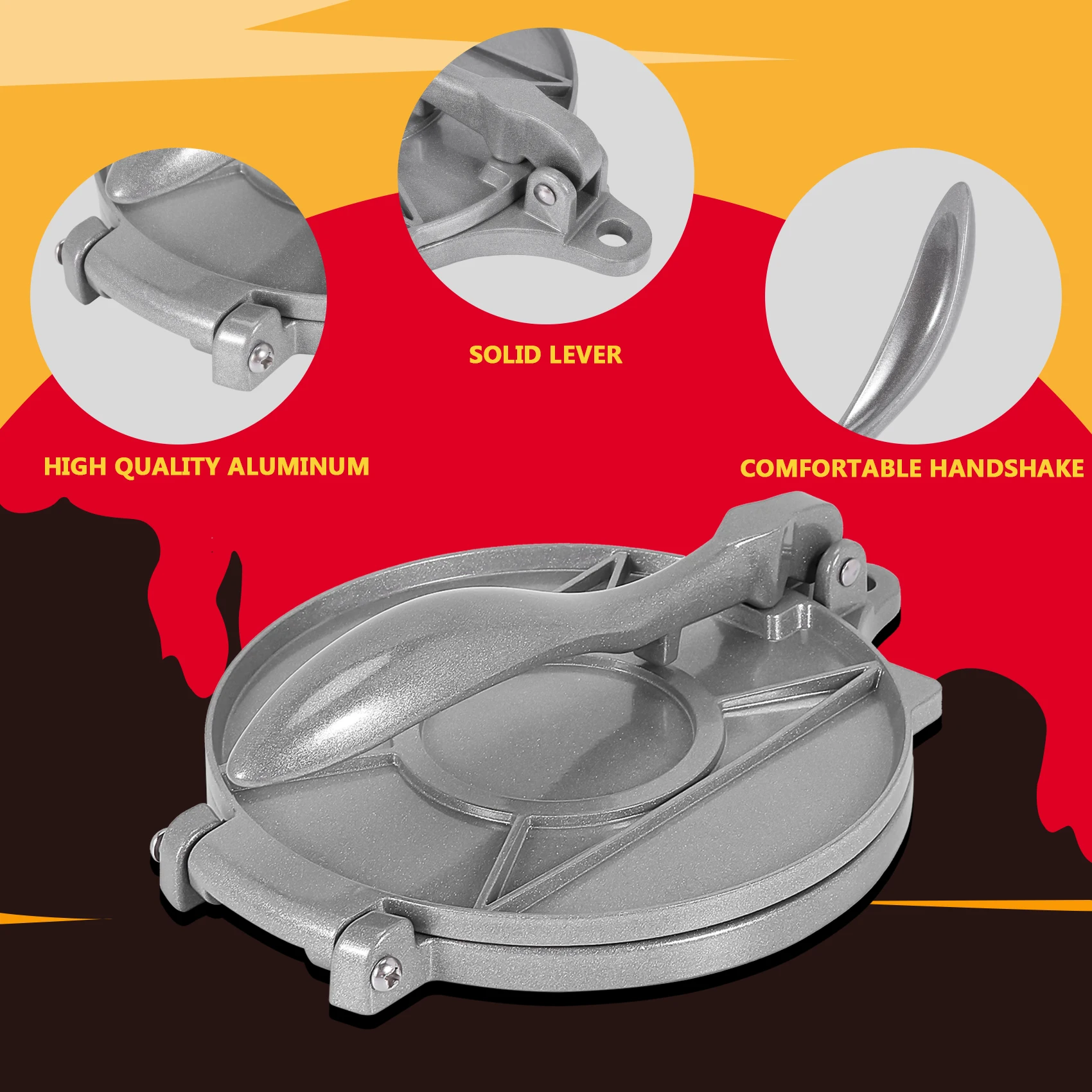 

8-дюймовый алюминиевый пресс для тортильи. Машина для изготовления тортильи, Пресс для муки, Пресс для тортильи, Пресс для роторной резки, Пресс для теста-AT64