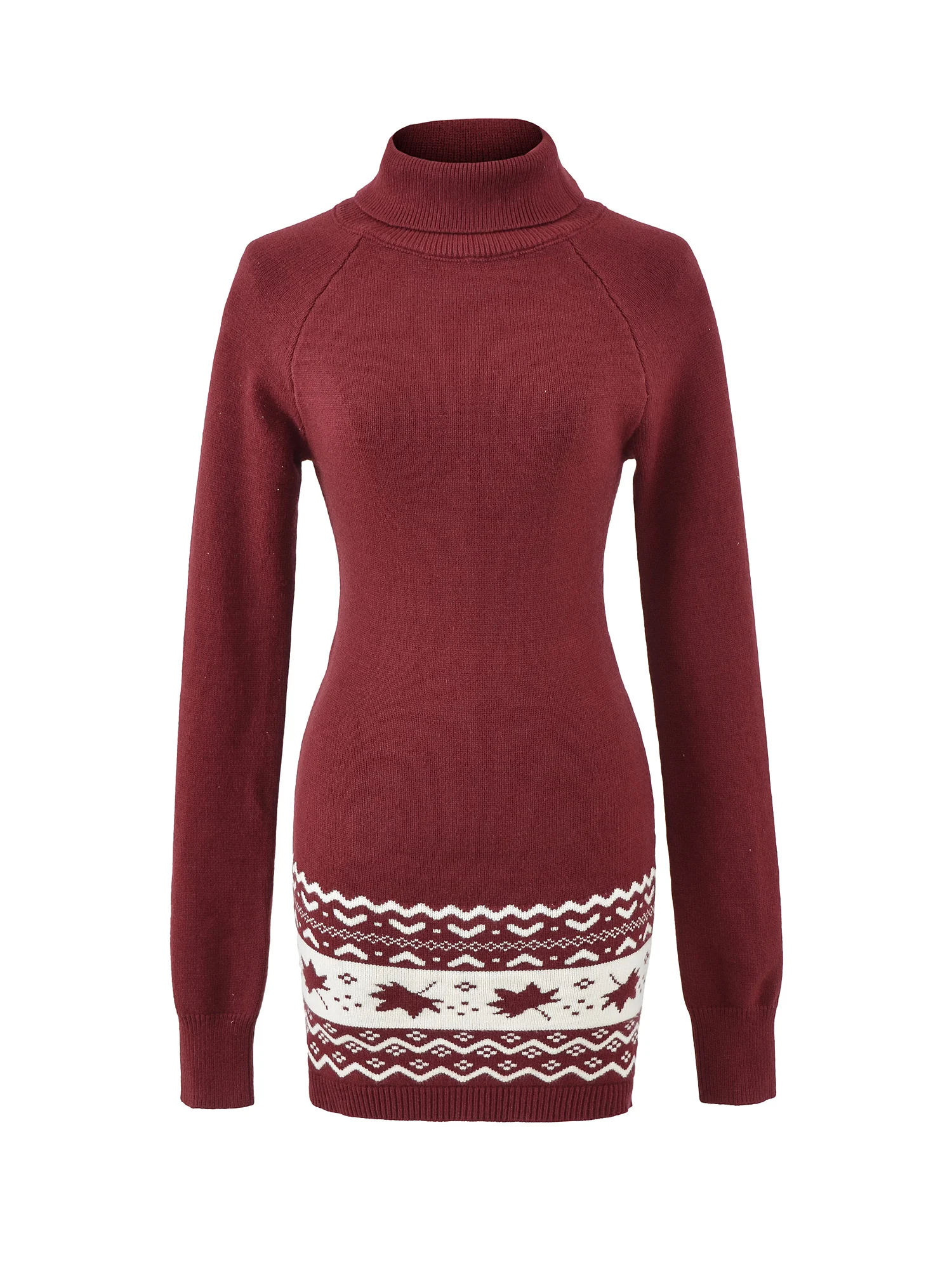 American Sle Retro High Ne Gestrickter Dr Damen Long Sve Schlankheitsstickerei Dr Wintersaison Faion Damenrock