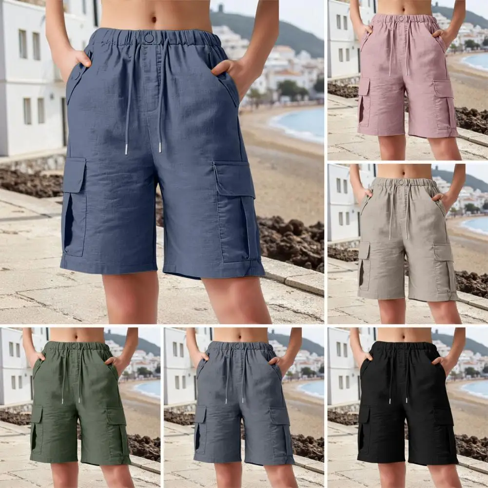 

Women's Sports Shorts Casual Loose Color High Waisted Pocket ShortsMulti-pocket Cargo Shorts For Women Summer Casual Shorts Knee