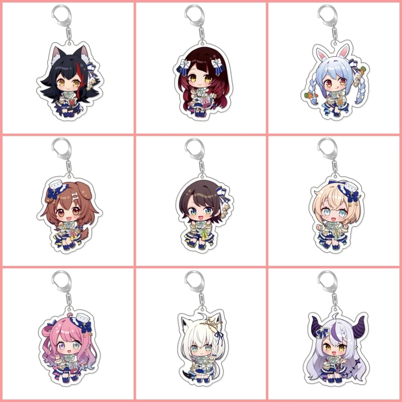 Virtual idol Hololive Vtuber Acrylic Figures Keychain Inugami Korone Shirakami Fubuki Bag Charms Cartoon Pendant Fans Gifts