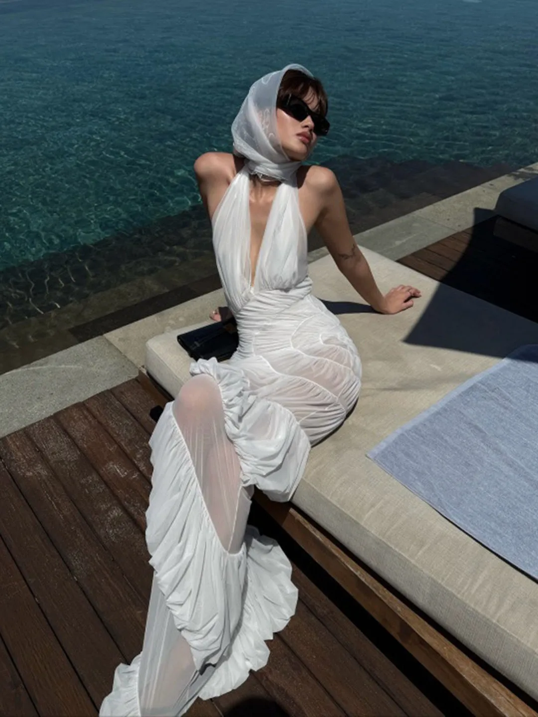 

Sexy Vaion Sle Deep V Bal Long Skirt Evening Gown Women's High Waist Fi Tail Dr for Par Wedding Anniversary