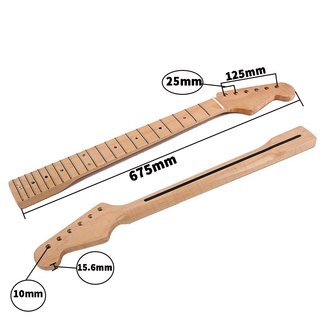 22 Fret Maple Fingerboard DIY Electric Guitar Neck Shank for Fenders ST Strat with Back Center High End Hand Polished Neck