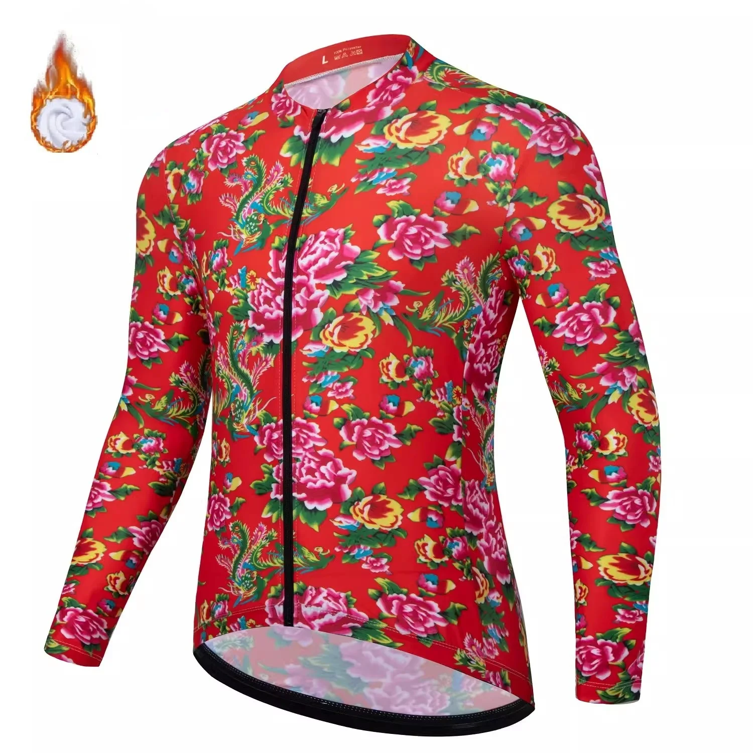 WINTER FLEECE THERMAL Northeast Big Flower ONLY LONG SLEEVE CYCLING JERSEY CYCLING WEAR ROPA CICLISMO SIZE XS-4XL