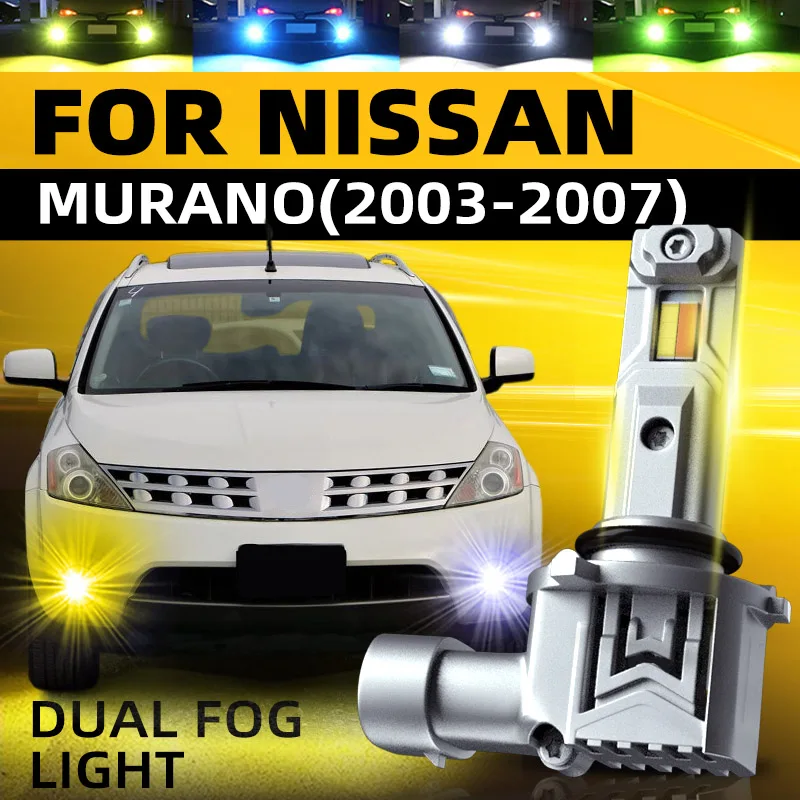 2pcs Car LED Front Fog Light Lamps Bulbs Dual Colors Switchback Canbus Error Free For Nissan Murano Z50 2003 2004 2005 2006 2007