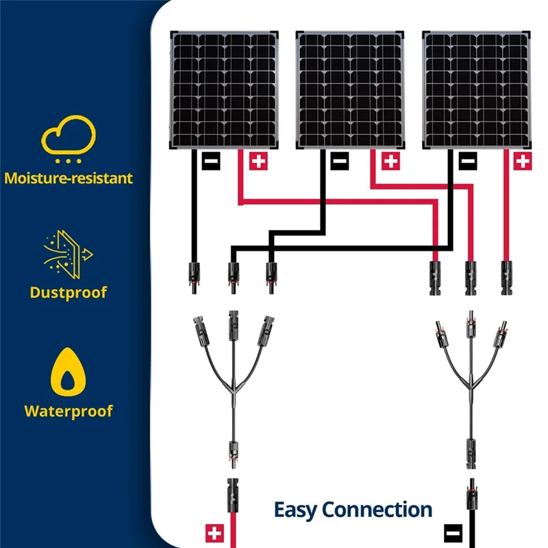 2Pairs Y-Style Solar Connector DC 1000V For Parallel Connection Between Solar Panels Solar Cable Junction