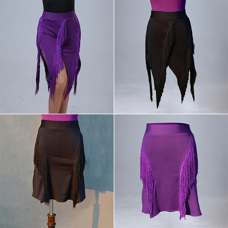 Women Tassel Skirt Latin Dance Skirt Samba Tango Chacha Fringe Dress Adult Dance Practice Stage Performance Costume