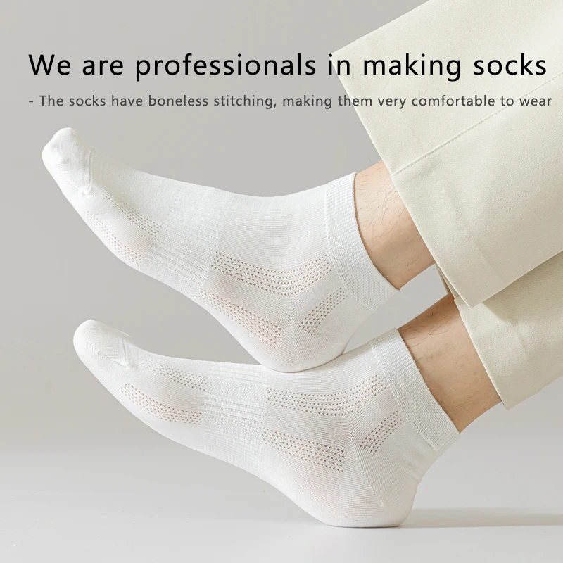 6คู่ผู้ชายถุงเท้าผ้าฝ้ายเข็มคู่ต้านเชื้อแบคทีเรียสีดําสบายๆธุรกิจBreathableคุณภาพสูงถุงเท้าชายSize39-45