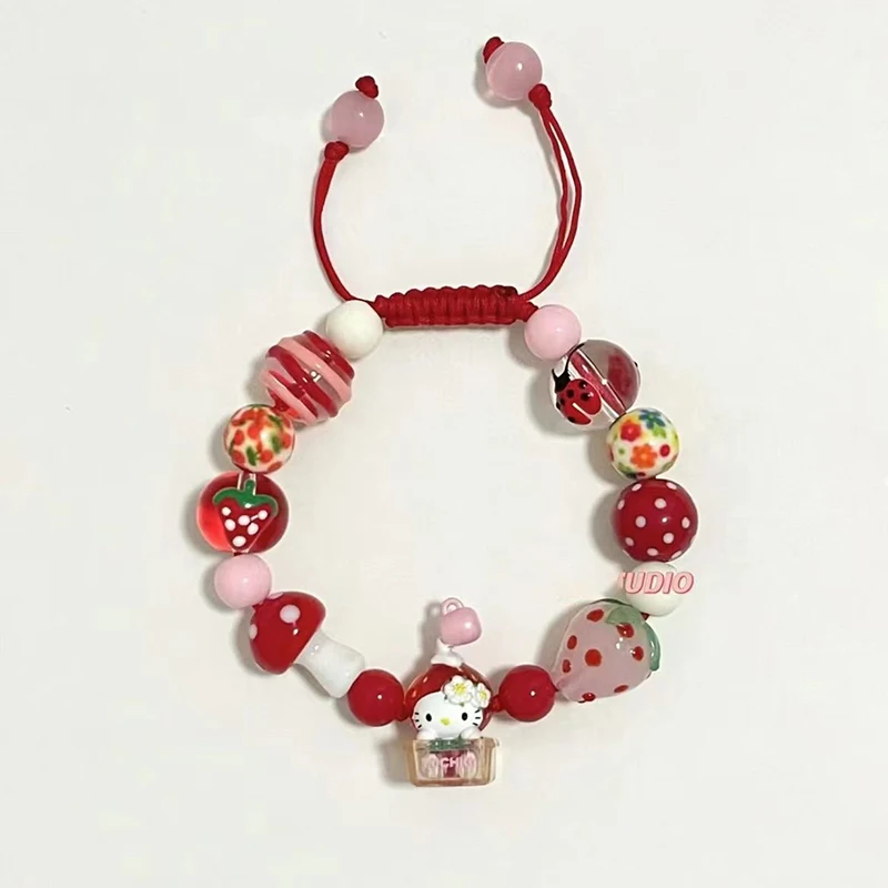 Kawaii Sanrio Hello Kitty Fashion Cute Braiding Bracelet Colorful Cartoon Girls Simple Children Gift Jewelry Accessories Adorn