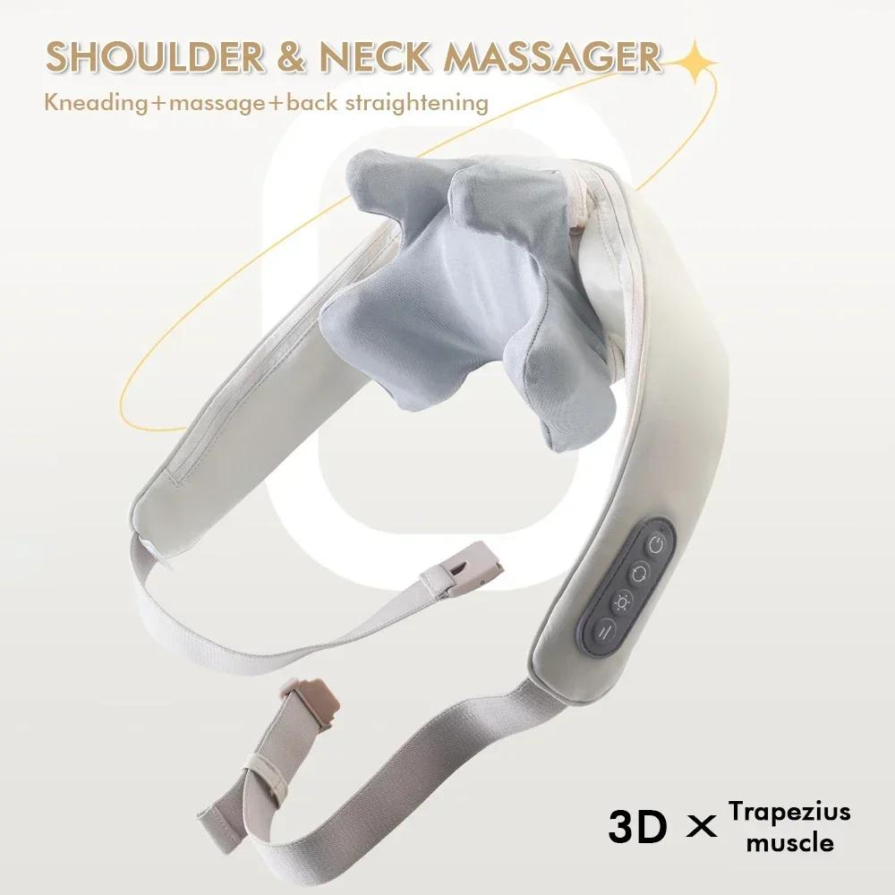 Wireless Neck Shoulder Massager 6D Heated Kneading Shiatsu Massage Shawl Cervical Back Massager for Electric Neck And Back