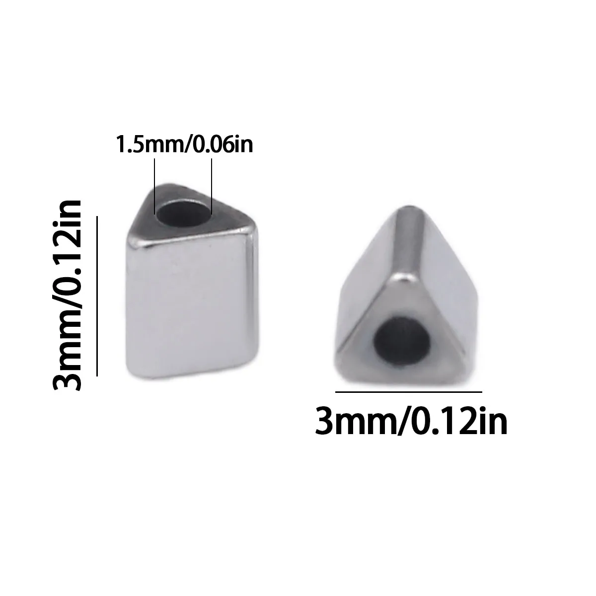 3mm Triangular Prism Bronze Color Hematite Bead Natural Stone Spacer Loose Bead For Jewelry Bracelet Making DIY Accessories