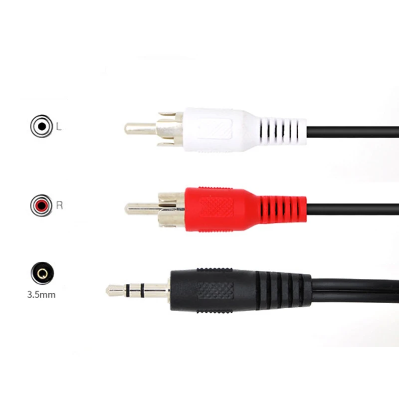 

1-10PCS 1.5M 3.5mm Jack to 2 RCA Audio Cables Stereo 3.5 mm Male to 2RCA Male Coaxial Aux Cable For TV Sound Laptop Mp3 Speakers