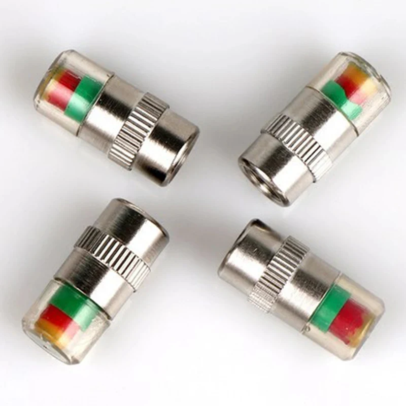 4/12/24pcs Car Tire Pressure Indicator Tire Pressure Gauge Indicator Alert Monitoring Valve Cap Sensor External Valve Detection
