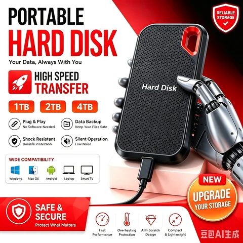 Large Capacity External SSD 2TB 4TB Fast Portable Hard Drive Storage Office Files for PC Mac Phone