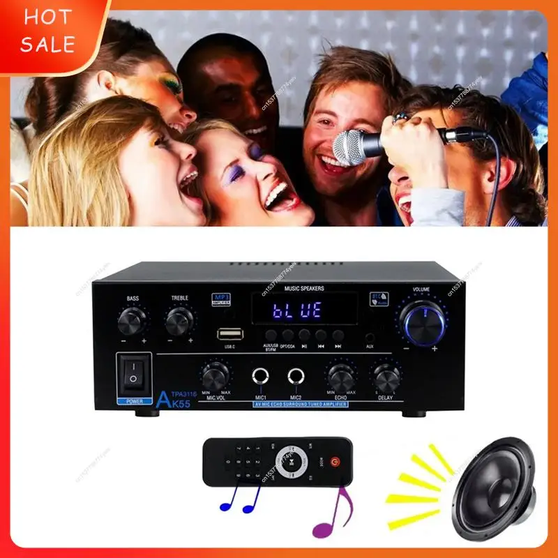 Heim-Leistungsverstärker AK55 900 W, max. 2,0-Kanal-Bluetooth-Audio, Hifi-Verstärker, Karaoke-Musik-Player, EU-Stecker A62X