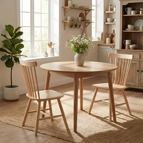Windsor Dining Chairs Set of 2, Spindle Back Wooden Chairs | Solid Wood, Easy Assembly, Dining Room, Kitchen