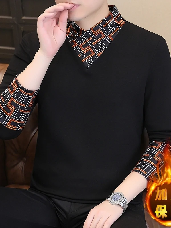 

Мужская утепленная толстовка Slim Fit с флисовой подкладкой, осенне-зимняя, теплая, повседневная, с длинными рукавами, с дизайном в виде шарфа, люксовая уличная одежда