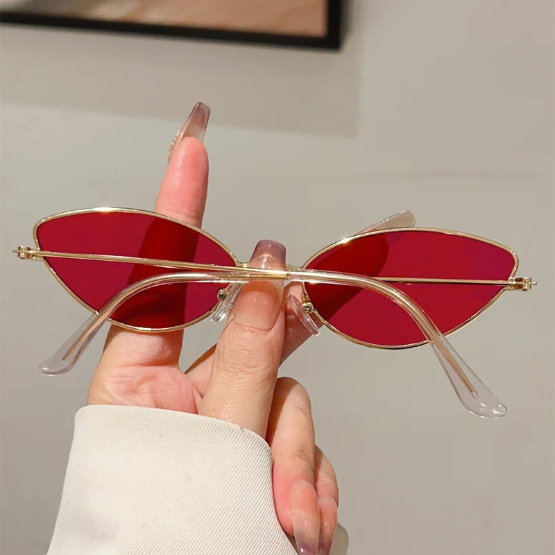 OEC CPO Vintage Metall Cat Eye Sonnenbrille Frauen Kleine Rahmen Luxus Marke Sonnenbrille für Weibliche Polychrome Shades UV400 Brillen – Detail 3