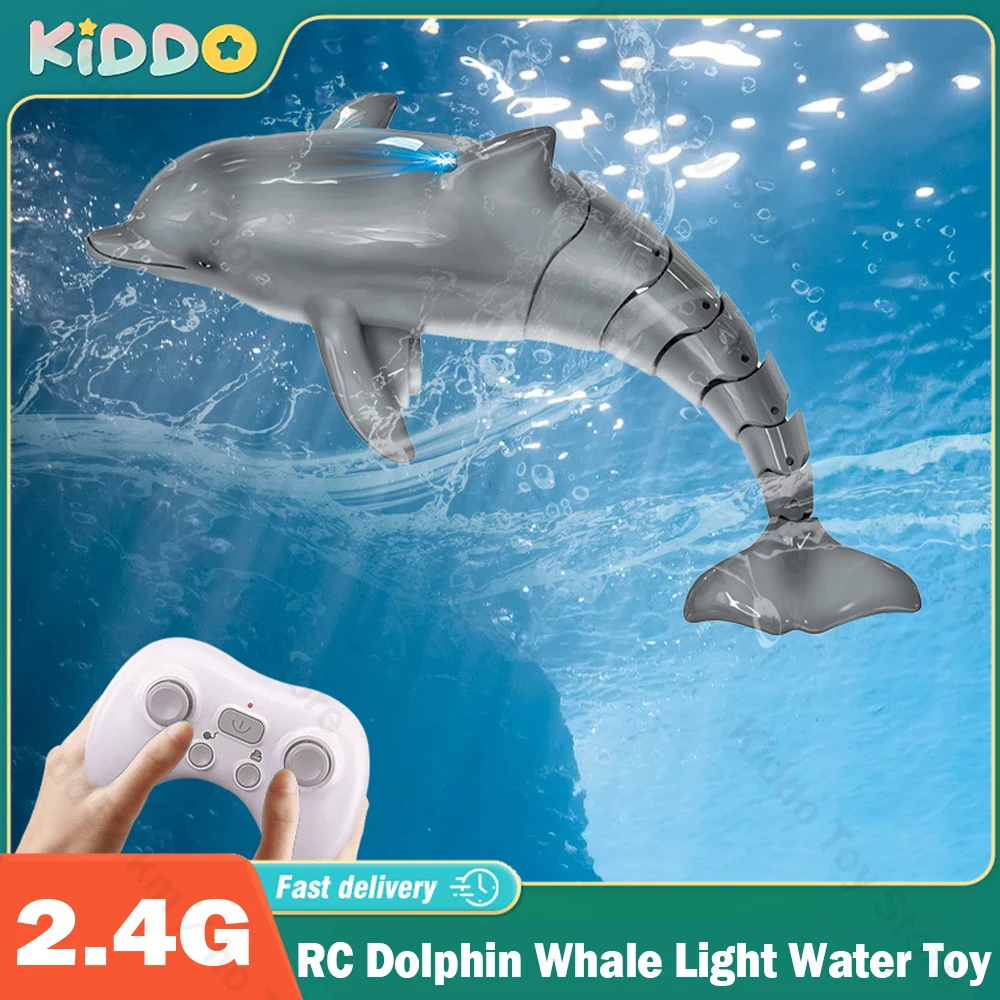 RC Dolphin Whale Spray Water Toy 2.4G Remote Control Shark Animal Water Boat Ship Robots Fish Electric Toys for Kids Xmas Gifts