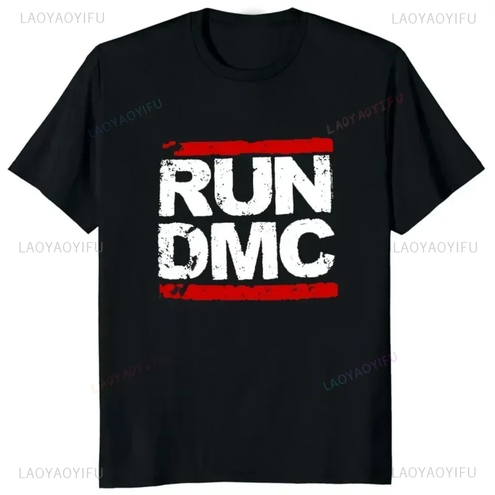 Retro Run Dmc Letters Hip Hop Rock Muisc Men's and Women's Printed T-shirt Graphic Male Tshirts Short Sleeve O-neck Streetwear