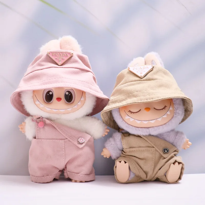

Только одежда для Labubu V1 V2 V3, шляпа, мини-кукла, аксессуары, комплект брюк с кошачьей лапой и одним плечевым ремнем, одежда для кукол Labubu