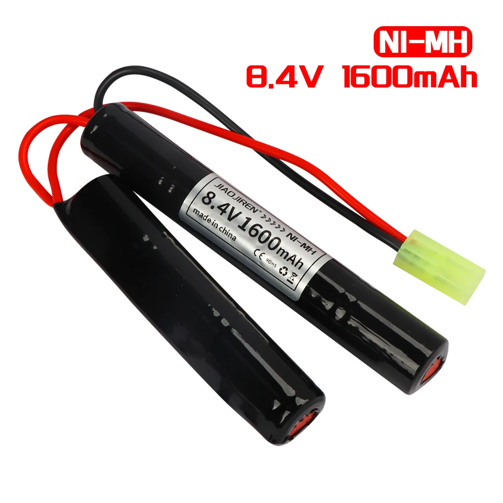 Batteria Airsoft da 8,4 V 1600 mAh per parti di fucile H VFC HK416 CQB Batteria da Nunchuck a farfalla NIMH da 8,4 V con connettore Mini Tamiya