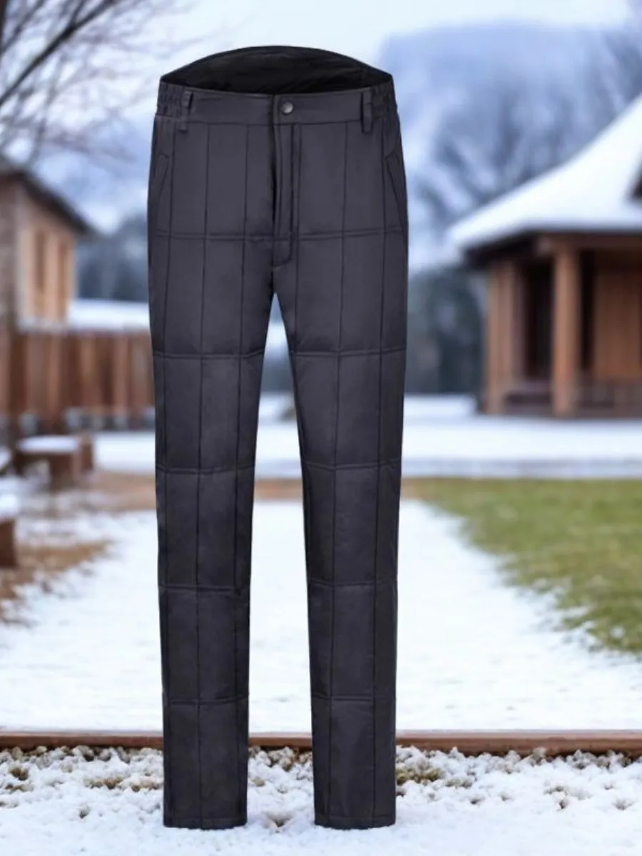

Thiened down Silk Pants for Men Winter Warm Cotton Trousers with Women's Inner High Waist Large Size Harlan Pants