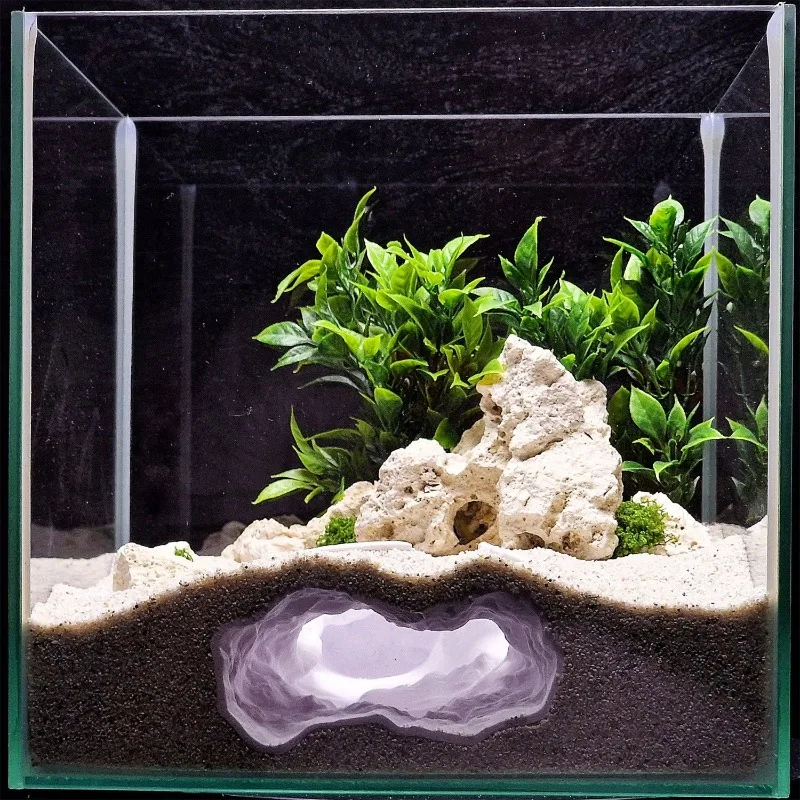 Aquarium-Felsenhöhle-Versteck – Simulation ökologischer Unterwasser-Terrain, Fischgarnelen-Zuchthöhle, Reptilien-Versteckspot für Tank-Dekor