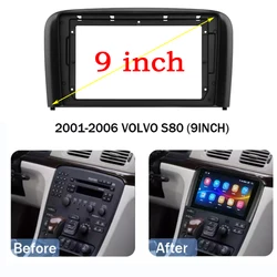 9 Inch Car Frame Fascia Adapter Canbus Box Android Radio Dash Panel Kit For Volvo S80 2001-2006